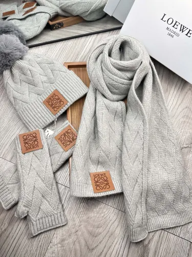 Loewe New Couple Fashion Scarf+Hat+Gloves Warm Set