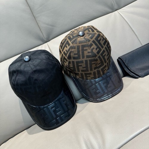 Fendi Retro Double F Vintage Leather Baseball Hat Unisex Casual Duck Tongue Hat
