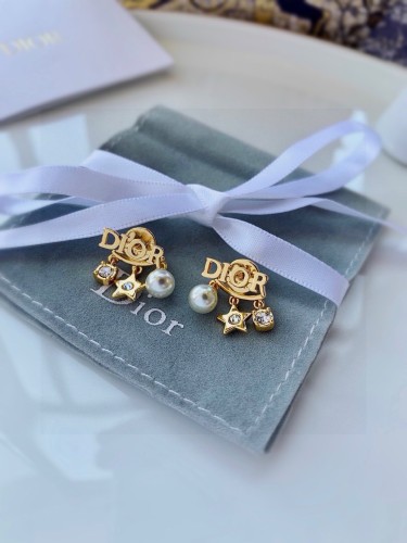Dior New Fashion Letter Star Pearl Small tassel Earrings