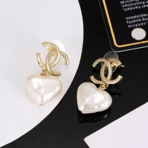 Chanel New Fashion Gold Heart Peach Earrings