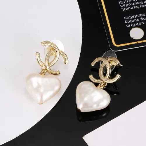Chanel New Fashion Gold Heart Peach Earrings
