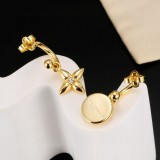 Louis Vuitton Classic Versatile Gold Heart Clover Asymmetric Earrings