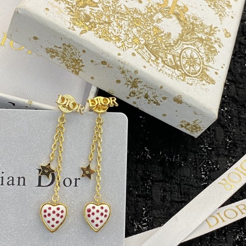 Chanel New Fashion Red and White Wave Dot Love Earrings