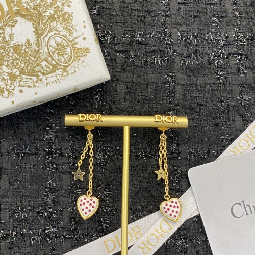 Chanel New Fashion Red and White Wave Dot Love Earrings