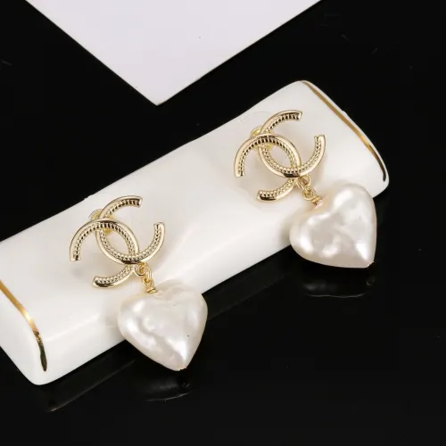 Chanel New Fashion Gold Heart Peach Earrings