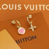 Louis Vuitton Classic Versatile Gold Heart Clover Asymmetric Earrings