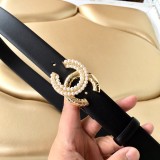 Chanel New Fashion Small Fragrant Style Double C Belt 30MM