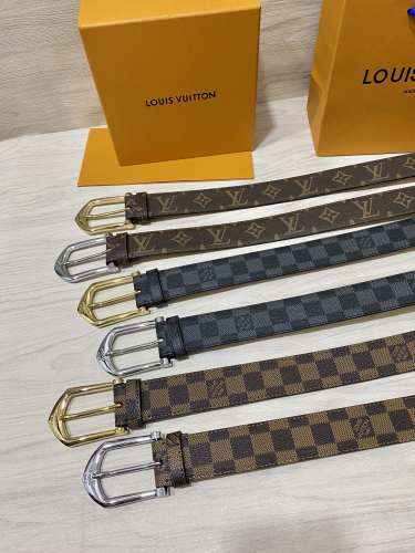 Louis Vuitton Classic Logo Printed Leather Belt 35MM