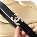 Chanel New Fashion Small Fragrant Style Double C Belt 30MM