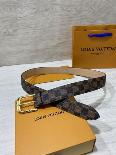 Louis Vuitton Classic Checkered Leather Belt 35MM