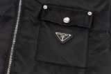 Prada New Classic Metal Triangle Logo Oversize Stand Up Down Jacket
