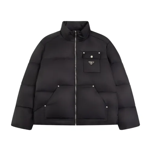 Prada New Classic Metal Triangle Logo Oversize Stand Up Down Jacket