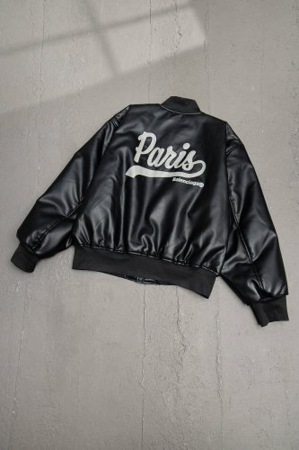 Balenciaga New Embroidered Baseball Flight Leather Jacket Leather Jacket