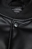 Balenciaga New Embroidered Baseball Flight Leather Jacket Leather Jacket
