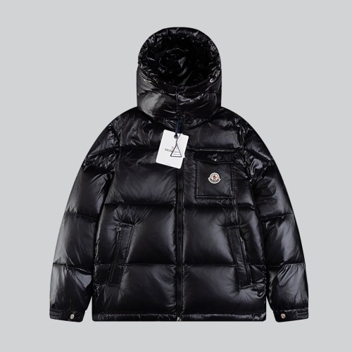 Moncler New Fashion Tri color Striped Double Zipper Hooded Goose Down Coat