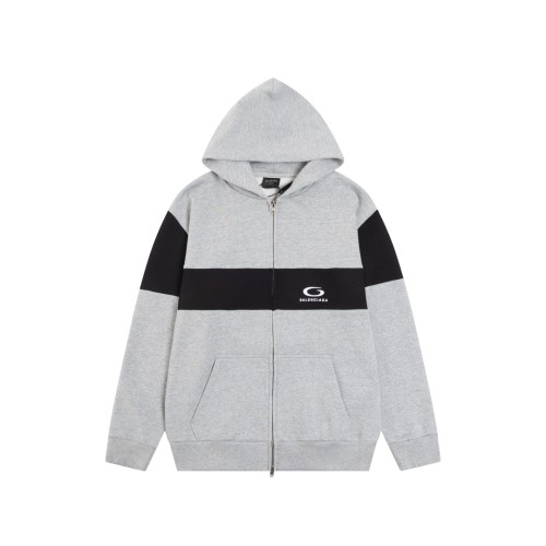 Balenciaga New Classic Embroidered Zipper Hoodie Couple Casual Sweatshirt