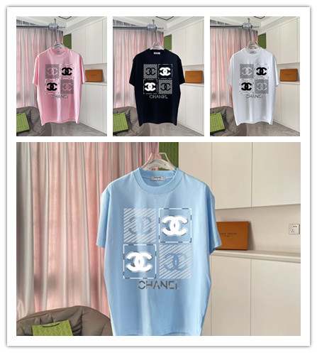 Chanel New Classic Double C Logo Printed Round Neck Short Sleeve Couple's Casual Loose T-shirt