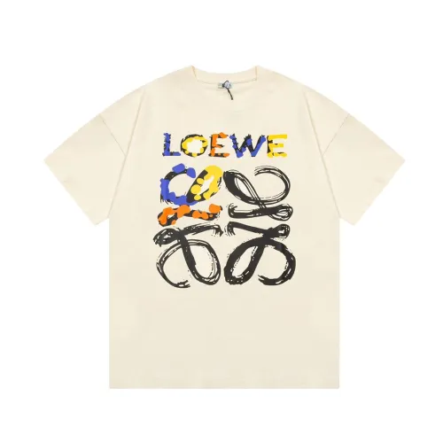 Loewe Color Graffiti Hand Drawn Logo Short Sleeve Unisex Casual Round Neck T-shirt