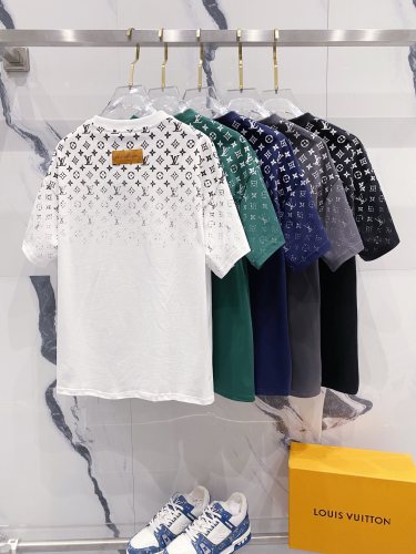 Louis Vuitton Fashion Starry Sky Gradient Letter Logo Short Sleeve Unisex Retro Casual T-shirt