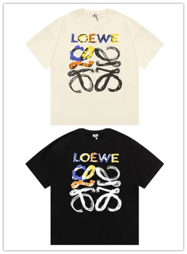Loewe Color Graffiti Hand Drawn Logo Short Sleeve Unisex Casual Round Neck T-shirt