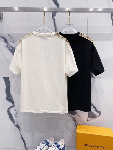 Gucci Classic GG Ribbon Sleeve Splicing Short Sleeve Unisex Casual Loose T-shirt