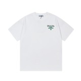 Prada Classic Gradient Embroidered Letter Short Sleeve Unisex Casual Round Neck T-shirt