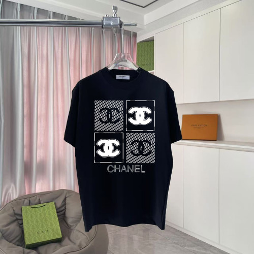 Chanel New Classic Double C Logo Printed Round Neck Short Sleeve Couple's Casual Loose T-shirt