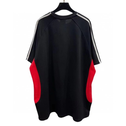 Balenciaga New Classic Embroidered Logo Splicing Short Sleeve Unisex Casual Oversized T-shirt
