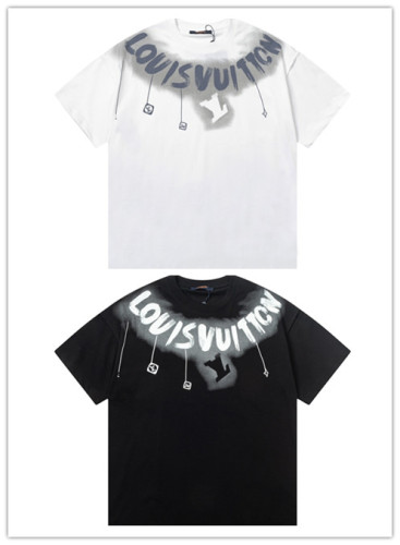 Louis Vuitton New Retro Black White Letter Graffiti Printed Short Sleeve Unisex Casual Round Neck T-shirt