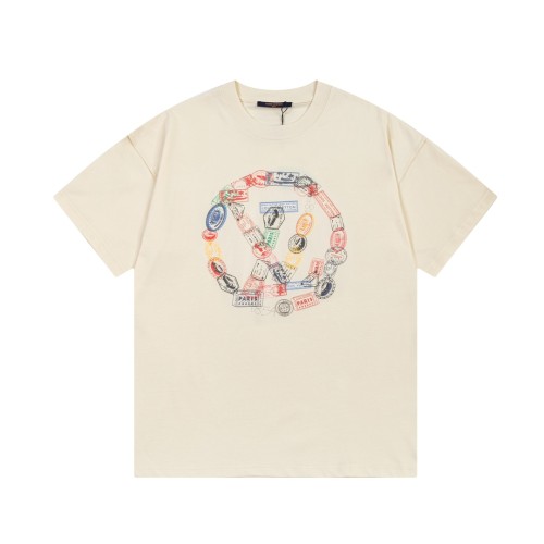 Louis Vuitton New Fashion Stamp Link Printed Short Sleeve Unisex Casual Round Neck T-shirt