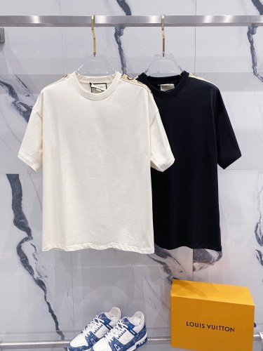 Gucci Classic GG Ribbon Sleeve Splicing Short Sleeve Unisex Casual Loose T-shirt
