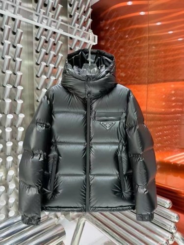 Prada New Classic Couple's Casual Fluffy Hooded Down Jacket