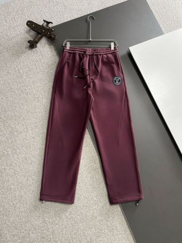 Louis Vuitton Autumn/Winter New Embroidered Logo Elastic Band Casual Pants Unisex Thick Velvet Sports Pants