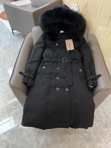 Burberry New Classic Waist Long Size Fox Fur Collar Down Jacket