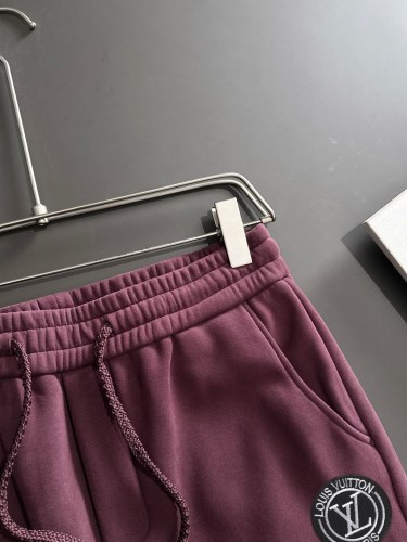 Louis Vuitton Autumn/Winter New Embroidered Logo Elastic Band Casual Pants Unisex Thick Velvet Sports Pants