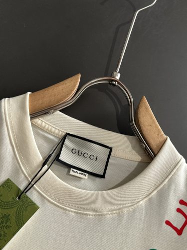 Gucci High Street Embroidered Logo Short Sleeve Couple Casual Loose T-shirt
