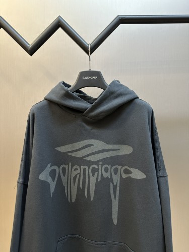Balenciaga High Street Melted Letter Hoodie Unisex Casual Loose Sweatshirt
