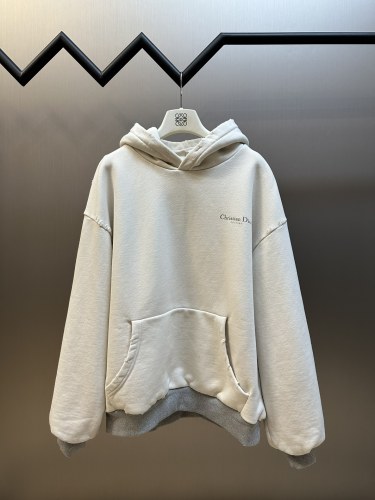 Dior New Fashion Punch Print Splicing Hoodie for Couples Retro Casual Sportswear