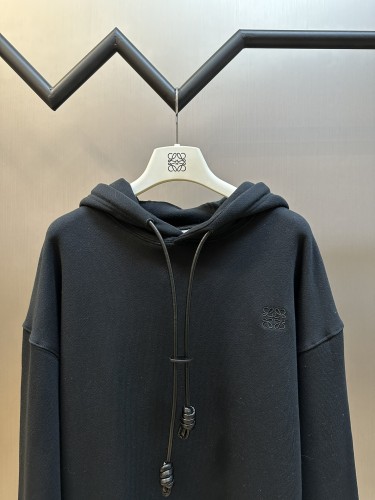 Loewe Fashion Leather Rope Hoodie Unisex Casual Loose Sweatshirt