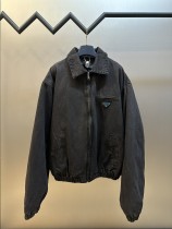 Prada Classic Triangle Label Washed Tannin Cotton Jacket