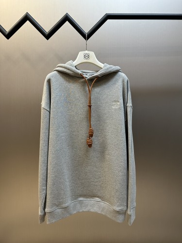 Loewe Fashion Leather Rope Hoodie Unisex Casual Loose Sweatshirt
