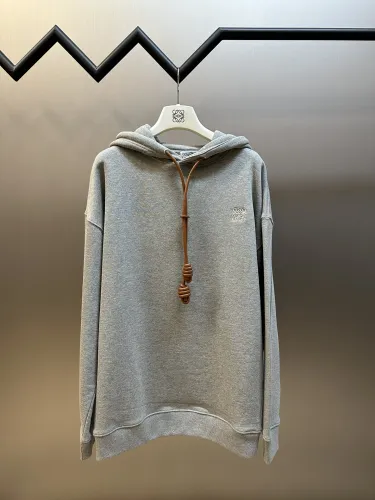 Loewe Fashion Leather Rope Hoodie Unisex Casual Loose Sweatshirt