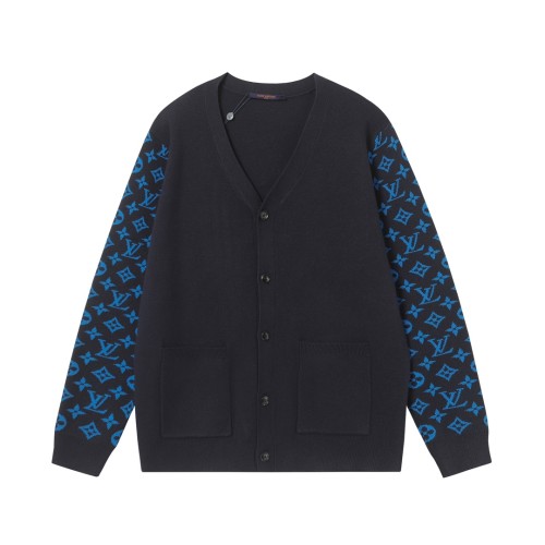 Louis Vuitton Classic Logo Jacquard Knitted Cardigan V-neck Sweater