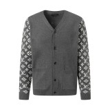 Louis Vuitton Classic Logo Jacquard Knitted Cardigan V-neck Sweater