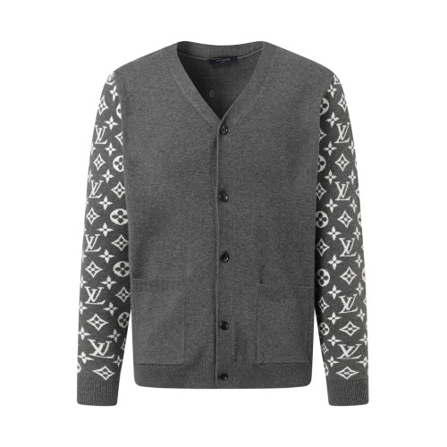 Louis Vuitton Classic Logo Jacquard Knitted Cardigan V-neck Sweater