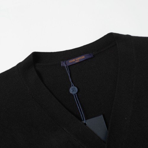 Louis Vuitton Classic Logo Jacquard Knitted Cardigan V-neck Sweater