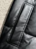 Balenciaga New Classic Unisex Logo Stand Up Leather Down Jacket