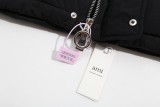 Ami Paris Classic Couple Love Hooded Four Grid Bread Down Jacket