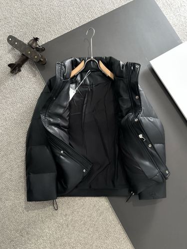 Balenciaga New Classic Unisex Stand Up Leather Down Jacket