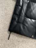 Balenciaga New Classic Unisex Stand Up Leather Down Jacket